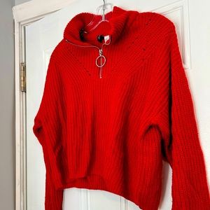 Super soft & cute BRIGHT RED sweater perfect for fall ❤️🍁